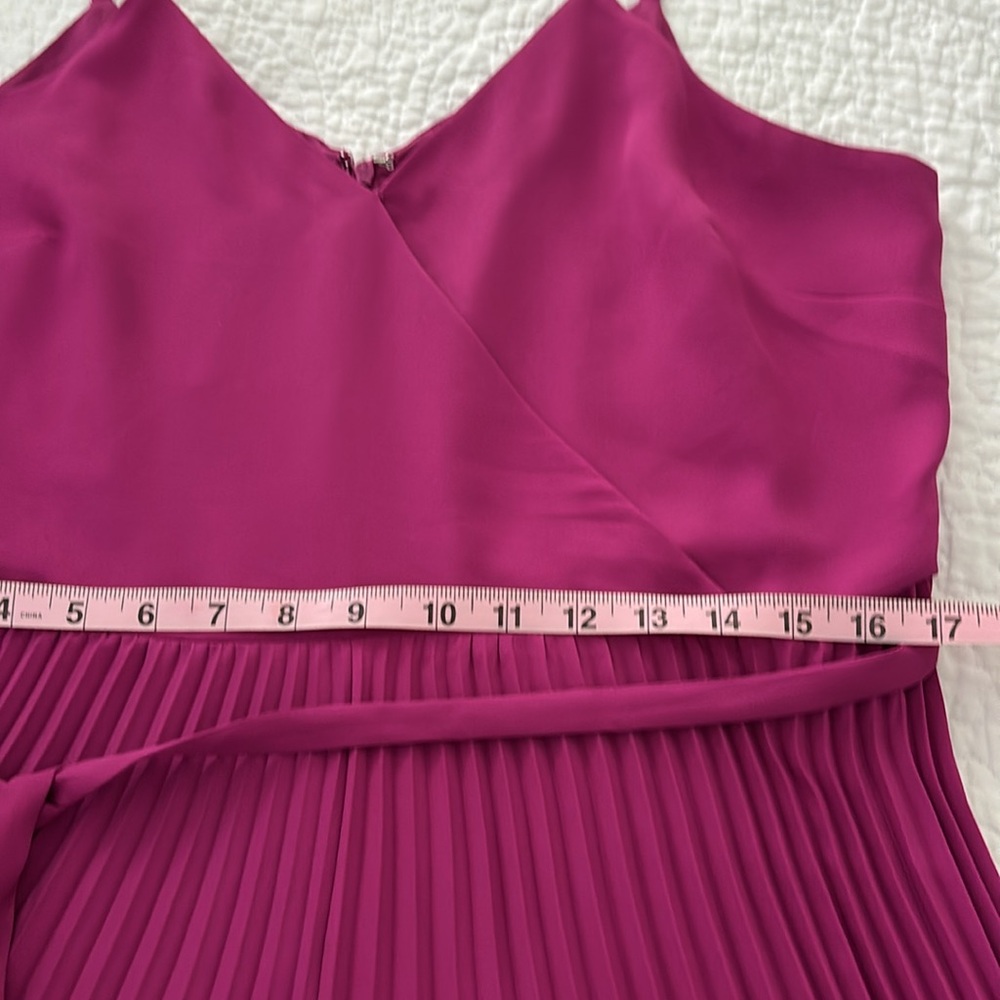 LOFT Women’s size 12 ‘Pleated Crossover Strappy Midi Dress’ in Magenta Shadow - Picture 4 of 9